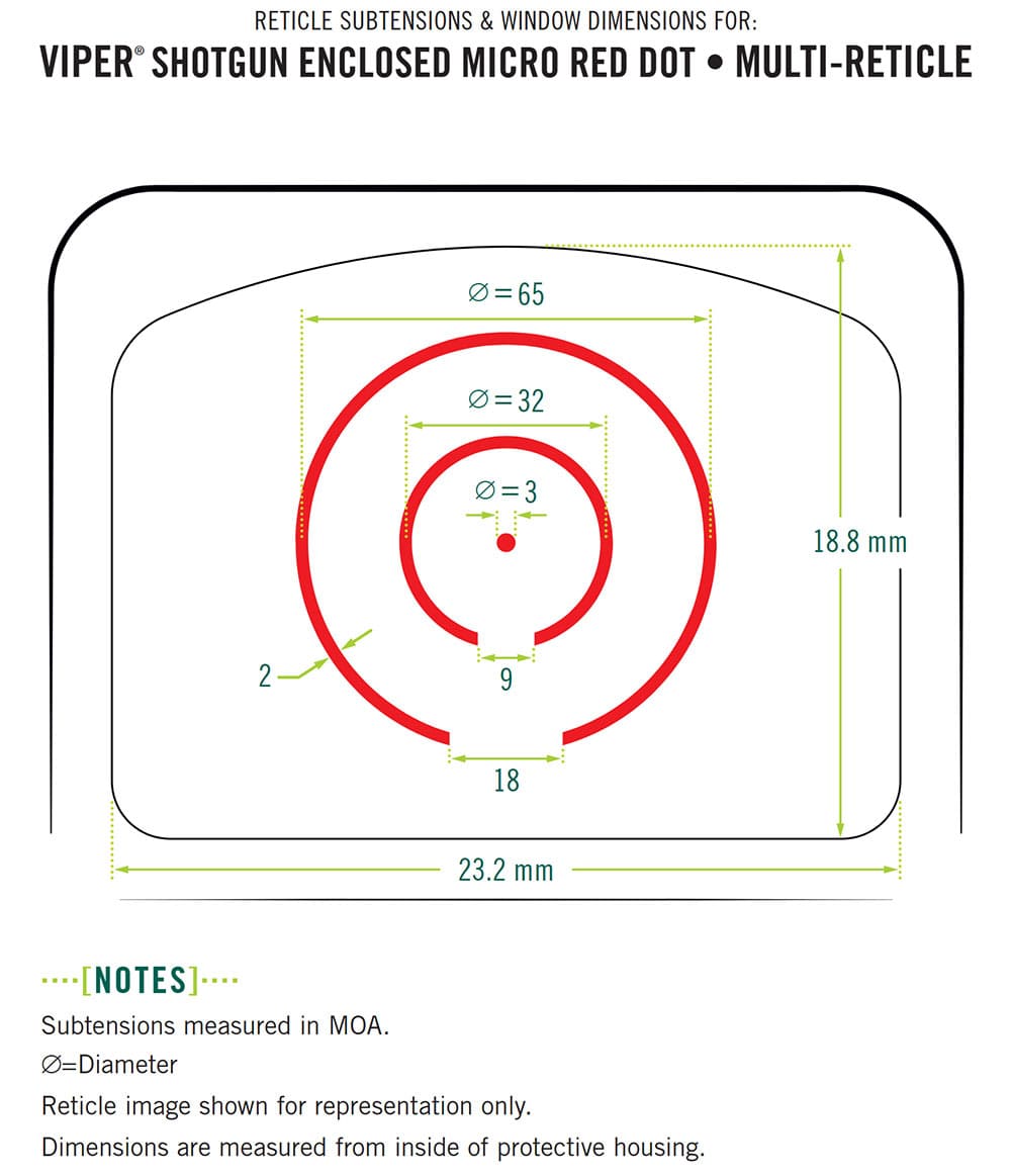 Vortex Viper Shotgun Enclosed Micro Leuchtpunktvisier | Red Dot mit Multi Reticle Absehen