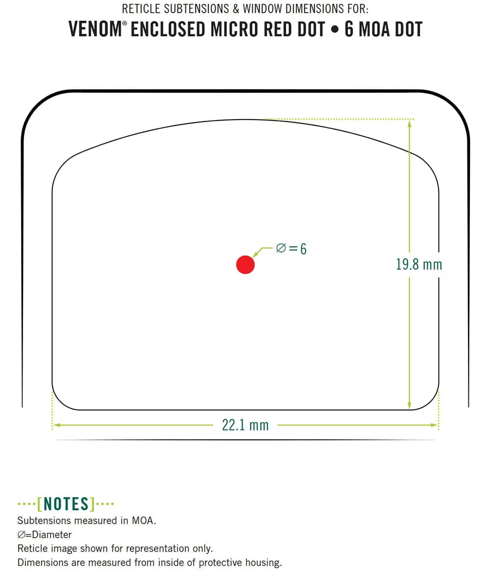 Absehen VORTEX Venom® Enclosed Micro Red Dot mit 6 MOA Leuchtpunkt Datenblatt