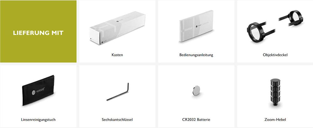 Absehen Hawke Vantage HD 30 3-12x56 mit L4A Dot Leuchtabsehen gross Lieferumfang des 14355