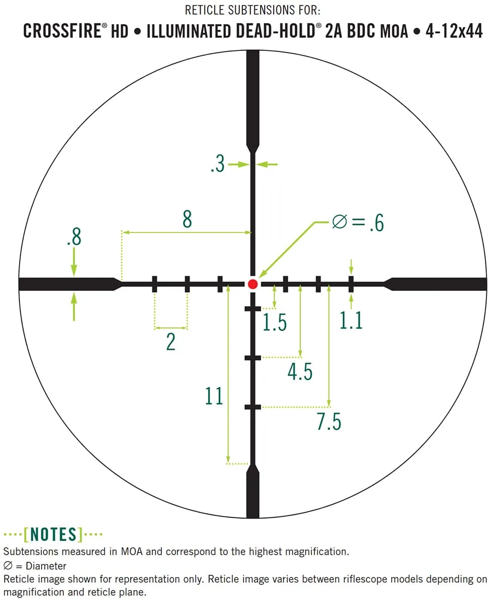 leuchtabsehen vortex crossfire hd 4-12x44 dead-hold-2a bdc moa datenblatt
