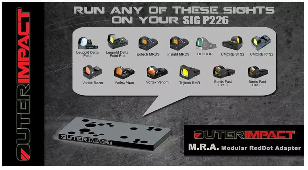 Outerimpact Universal Red Dot Adapter für Sig Sauer P226 Pistolen M.R.A.