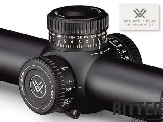 Zielfernrohr Justiertürme vom Vortex Venom 5-25x56 FFP Zielfernrohr Türme mit RevStop Zero Locked und EBR-7C MOA Absehen