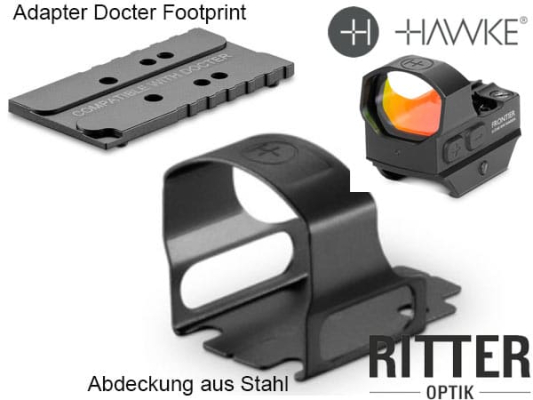 Stahlabdeckung und Montageadapter Docter HAWKE Frontier 1x30 Reflexvisier inklusive Montage Weaver / Picatinny und Docter Footprint 3 MOA Red Dot 12 162