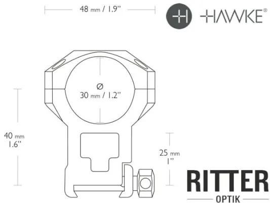 Hawke Tactical Cantilever Zielfernrohr Montage für 30 mm Mittelrohr für Picatinny 2 Inch Offset
