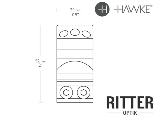 HAWKE Tactical Aufschubmontage für 9-11 mm Prismenschiene 30 mm Mittelrohr - Hoch Abmessungen Seite 24107