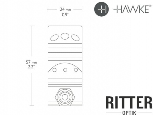 HAWKE Tactical Aufkippmontage für Weaver / Picatinnyschiene 34 mm Mittelrohr - Mittel hoch 24 119 Abmessungen seite