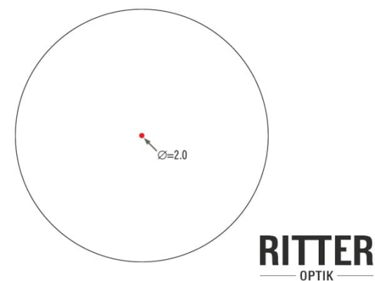 Preview: Ritter-Optik Rotpunktvisier mit einem Verstellbereich 140 MOA Verstellrate 0,5 MOA auf 100 m Punktgröße 2 MOA hocheffiziente LED-Technik
