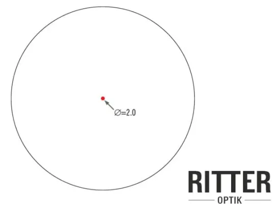 Ritter-Optik Rotpunktvisier mit einem Verstellbereich 140 MOA Verstellrate 0,5 MOA auf 100 m Punktgröße 2 MOA hocheffiziente LED-Technik