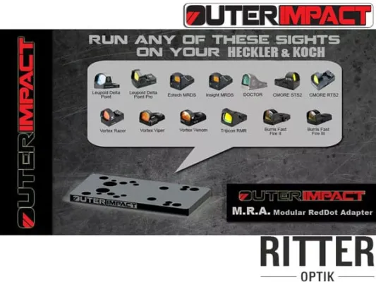 Montage Adapter HECKLER & KOCH SFP9 / VP9 für DOCTER - NOBLEX - TRIJICON - BURRIS - VORTEX - ETC