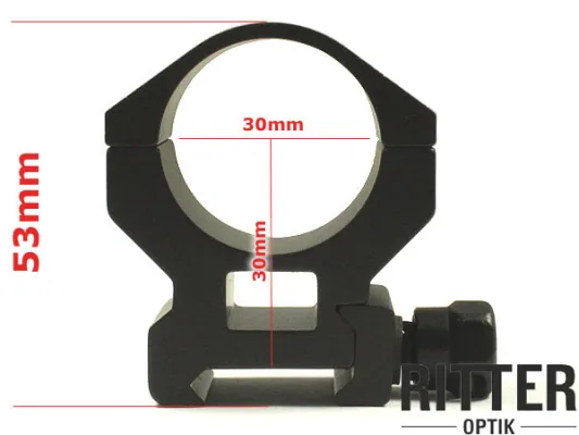 Abmessung Ritter-Optik Tactical Aufkipp Zielfernrohrmontage für Weaver / Picatinnyschiene 30mm Mittelrohr - High Ring