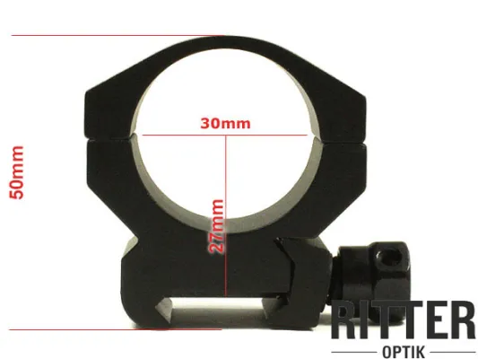 Abmessung Ritter-Optik Tactical Aufkipp Zielfernrohrmontage für Weaver / Picatinnyschiene 30mm Mittelrohr - Medium Ring