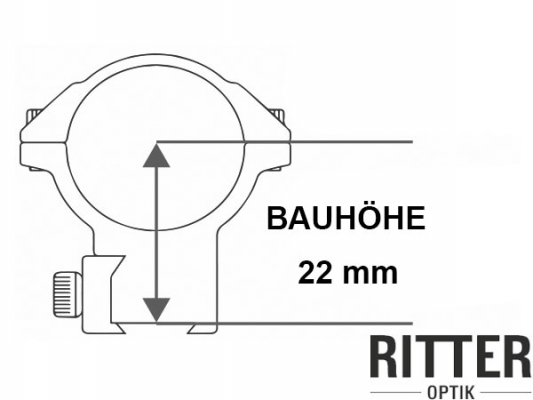 Ritter-Optik Aufkippmontagen für Weaver- und Picatinnyschiene 30 & 25,4 mm Mittelrohr - niedrige Bauhöhe 22mm