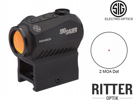 Sig Sauer ROMEO5 Rotpunktvisier mit 2 MOA Leuchtpunkt | mit 2 Picatinny Montagen