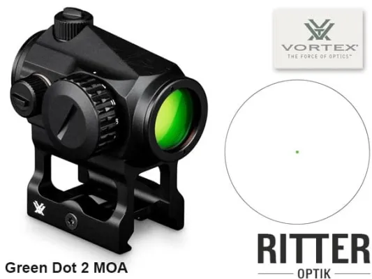 Vortex Leuchtpunktvisier Crossfire mit 2 MOA Green Dot Grüner Leuchtpunkt