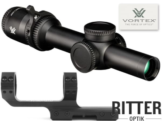 Preview: Zielfernrohr Vortex Strike Eagle 1-10x24 FFP mit EBR-8 BDC MOA Leuchtabsehen - inklusive Cantilever Montage