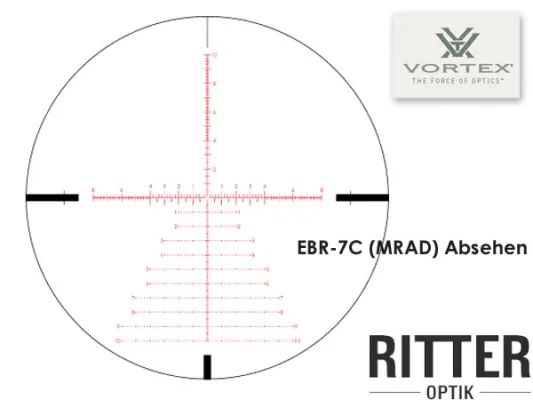 Reticle Vortex Strike Eagle 5-25x56 FFP Zielfernrohr mit EBR-7C MRAD Leuchtabsehen