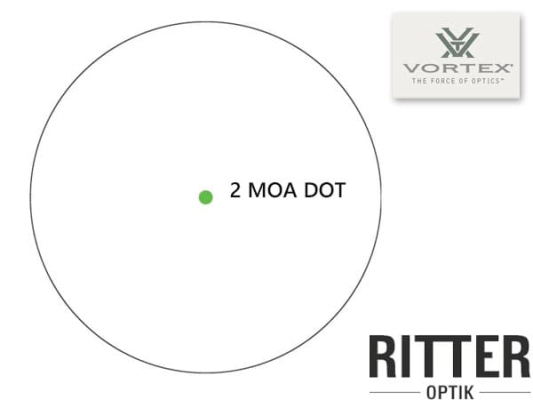 Preview: Red Dot VORTEX Crossfire II 2 MOA Leuchtpunkt in Grün CF2-GD2-SLR Solar Auto D-TEC