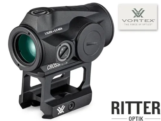 Leuchtpunktvisier VORTEX CROSSFIRE II Rotpunktvisier 2 MOA Red Dot mit Multi-Height und Low Mount System für Picatinny-Schiene CF2-RD2