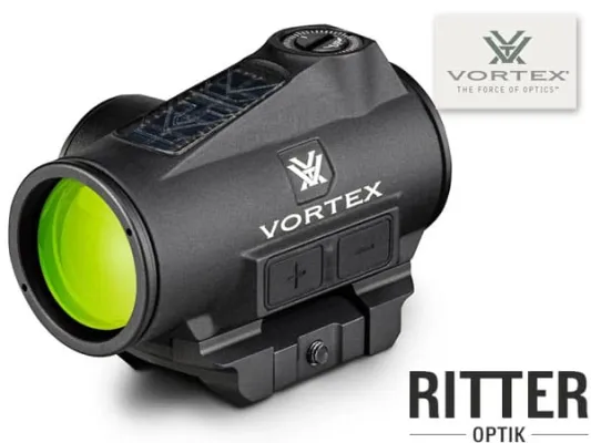 VORTEX CROSSFIRE II Solar Auto D-TEC Leuchtpunktvisier 2 MOA Green Dot CF2-GD2-SLR mit Multi-Height und Low Mount System