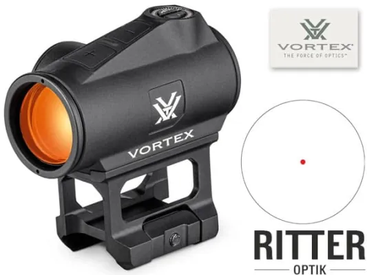 VORTEX CROSSFIRE II Rotpunktvisier 2 MOA Red Dot mit Multi-Height und Low Mount System für Picatinny-Schiene CF2-RD2