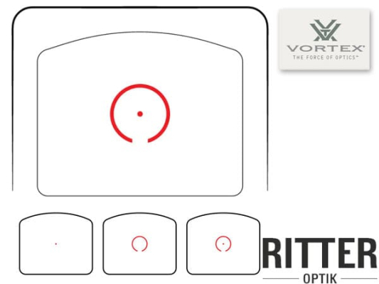 Reflexvisier VORTEX Defender CCW™ Enclosed Solar Micro Red Dot mit Multi-Reticle-System 3 Absehen zur Auswahl