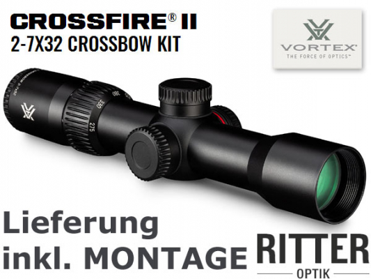 Vortex Armbrust Zielfernrohr Crossfire II 2-7x32 Crossbow mit XBR-2 M.O.A. Leuchtabsehen inkl. Montage