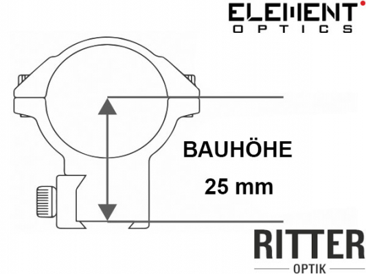Element Optics Accu-Lite rings 30mm Aufkippmontagen Bauhöhe medium 25 mm