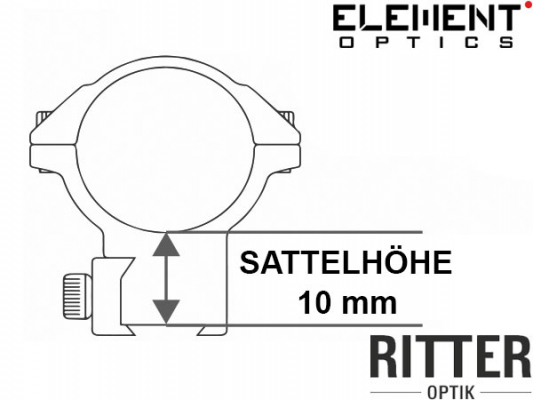 Element Optics Accu-Lite Zielfernrohr Montageringe | 30 mm | Sattelhöhe 10 mm medium 54001