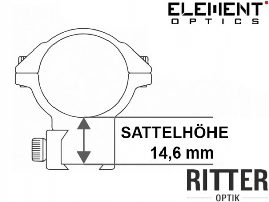 Element Optics 34 mm Montageringe Accu Lite hohe Sattelhöhe 14,66 mm höhe 50007