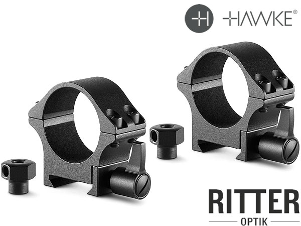 HAWKE 23012 1" 25,4mm Präzision Stahl Ringmontagen Hoch für Weaver Schiene 