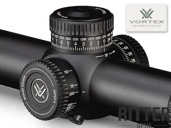 Zielfernrohr Justiertürme vom Vortex Venom 5-25x56 FFP Zielfernrohr Türme mit RevStop Zero Locked und EBR-7C MOA Absehen