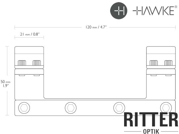 HAWKE 1 teilige Aufschubmontage für 9-11 mm Prismenschiene 30 mm Mittelrohr - Hohe Version 22 105