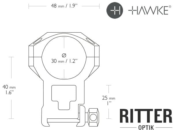 Hawke Tactical Cantilever Zielfernrohr Montage für 30 mm Mittelrohr für Picatinny 2 Inch Offset