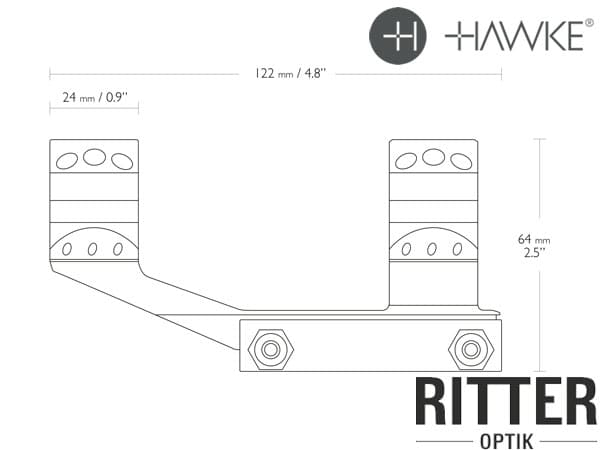 Hawke Tactical Cantilever Zielfernrohrmontage für 30 mm Tubus für Picatinnyschienen 2 Inch Offset AR 15