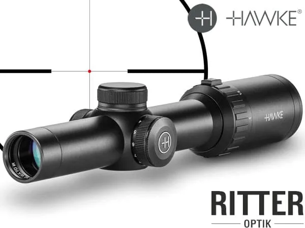 Hawke Zielfernrohr VANTAGE 30 WA FD IR 1-4×24 L4A FIBER DOT Leuchtabsehen - 1/2 MOA - Großes Sehfeld 14500
