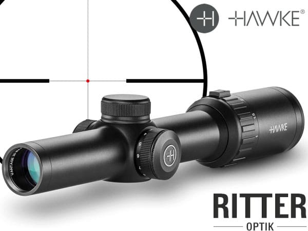 Hawke Zielfernrohr VANTAGE 30 WA FD IR 1-8×24 L4A FIBER DOT Leuchtabsehen - 1/2 MOA - Großes Sehfeld 14510