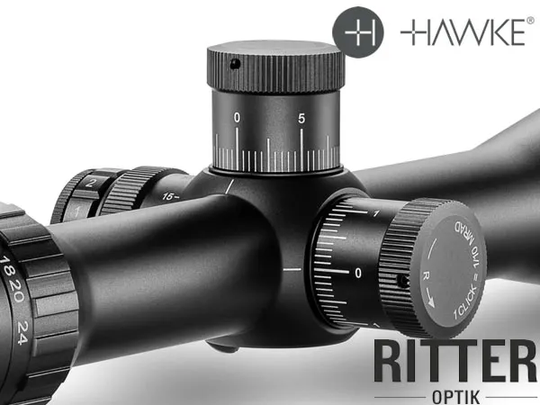 Hawke Zielfernrohr Vantage 30 WA FFP 6-24×50 SF IR Half Mil Dot Leuchtabsehen - 1/10 MRAD - Hohe Justiertürme 14304