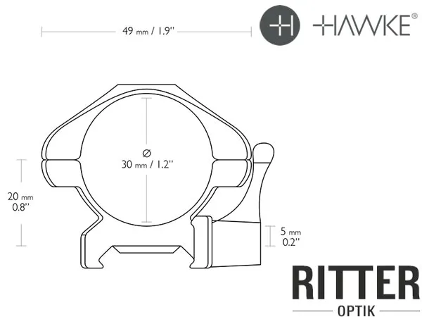 HAWKE Präzisions Montageringe aus Stahl für Zielfernrohre mit 30mm Mittelrohr für Weaver- und Picatinnyschienen niedrige Bauhöhe 20 mm 23 015