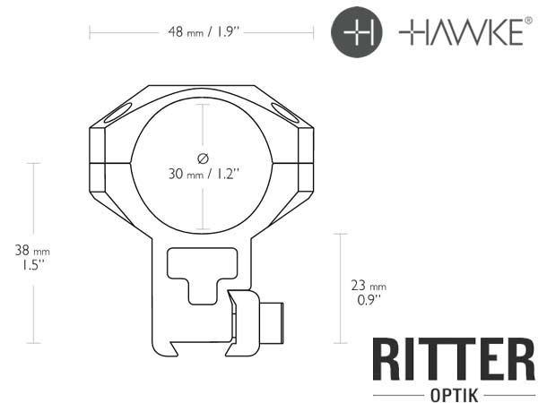 Hawke taktische Montageringe für 9-11 mm Prismenschiene 30 mm Mittelrohr - extra Hoch 24108