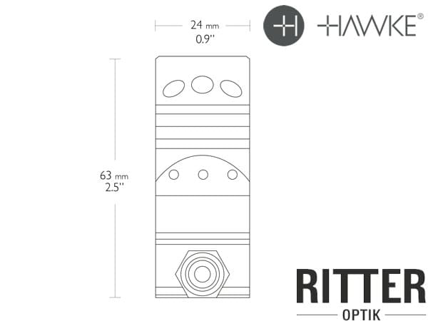 HAWKE Tactical Aufkippmontage für Weaver / Picatinnyschiene 34 mm Mittelrohr - High hoch 24 120 Abmessungen seite