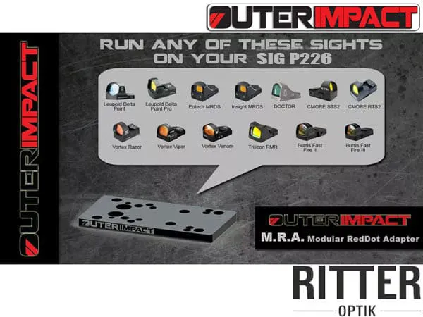 Montage Adapter Sig Sauer P226 für DOCTER - NOBLEX - TRIJICON - BURRIS - VORTEX - ETC