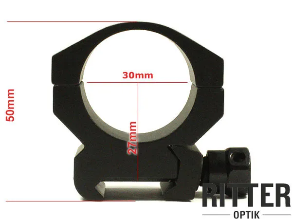 Abmessung Ritter-Optik Tactical Aufkipp Zielfernrohrmontage für Weaver / Picatinnyschiene 30mm Mittelrohr - Medium Ring