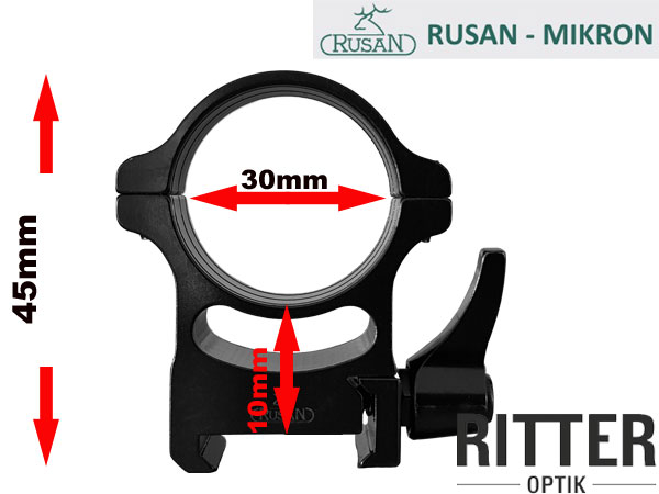 rusan-aufkippmontage-30mm-quick-release-zielfernrohrmontage bauhöhe 10mm