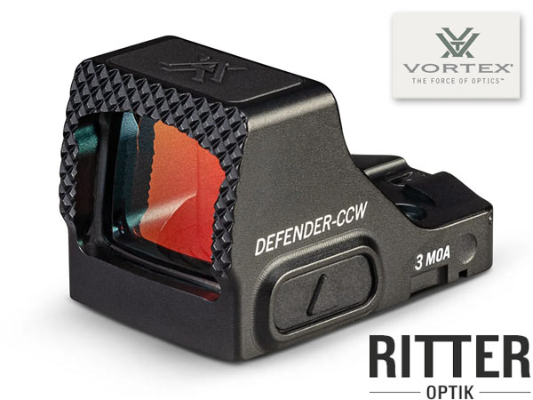 Vortex Defender CCW Mikro Red Dot mit 3 MOA Leuchtpunkt. Optimales IPSC Reflexvisier für Kurzwaffen. Inkl. Montage für Picatinnyschiene