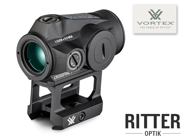 Leuchtpunktvisier VORTEX CROSSFIRE II Rotpunktvisier 2 MOA Red Dot Solar Auto D-TEC mit Multi-Height und Low Mount System für Picatinny-Schiene CF2-RD2-SLR