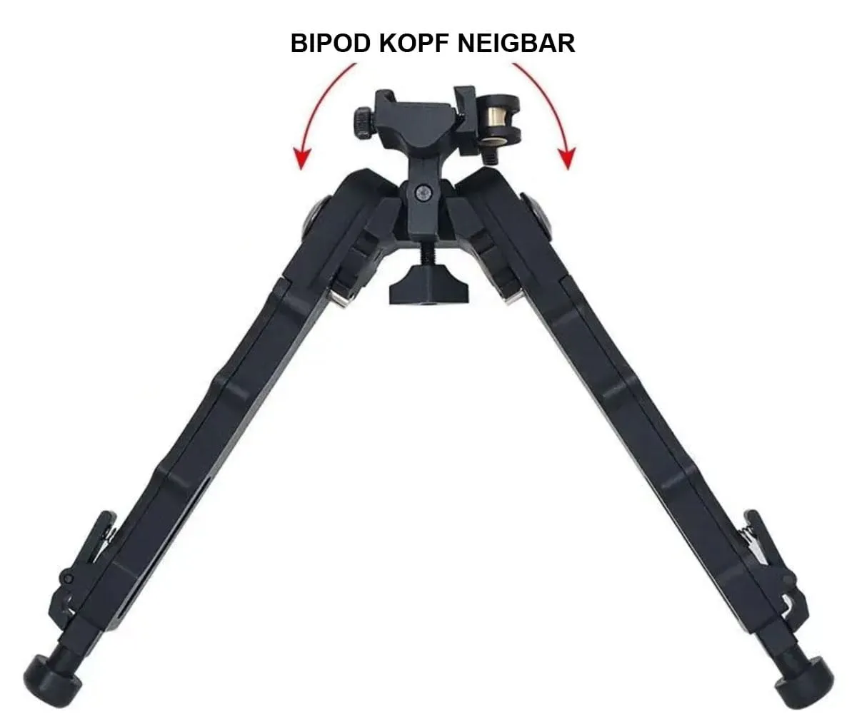 Tactical Zweibein BIPOD mit QD Schnellmontage aus Aircraft Aluminium für Picatinny Unterschaftschiene seitlich neigbar