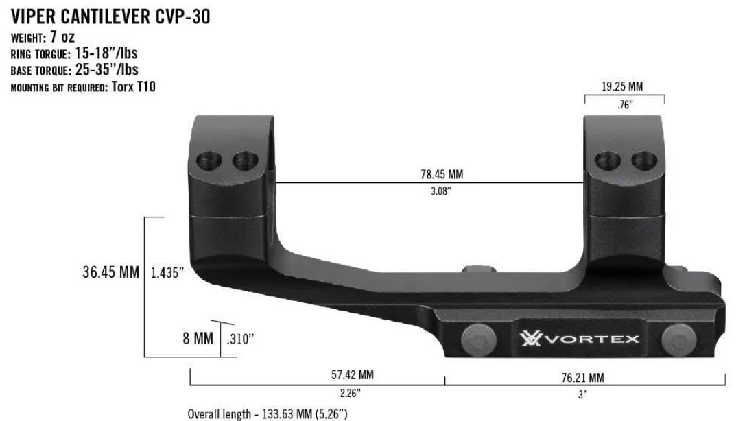 vortex pro extended cantilever 30 mm montage abmessungen