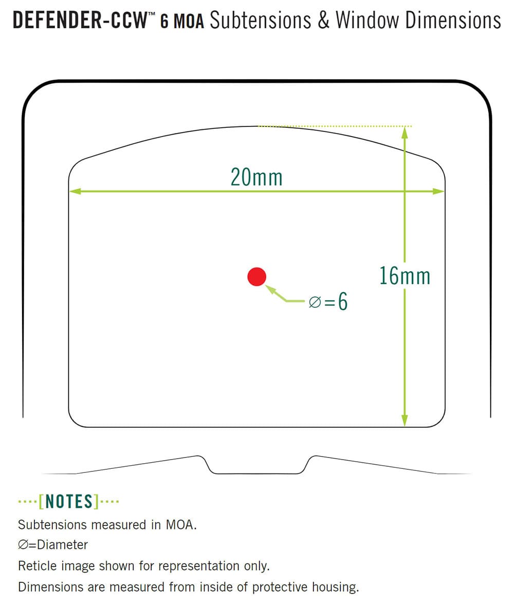 Leuchtpunktvisier Vortex Defender CCW Micro Red Dot mit MRDS 6 MOA Punkt Details