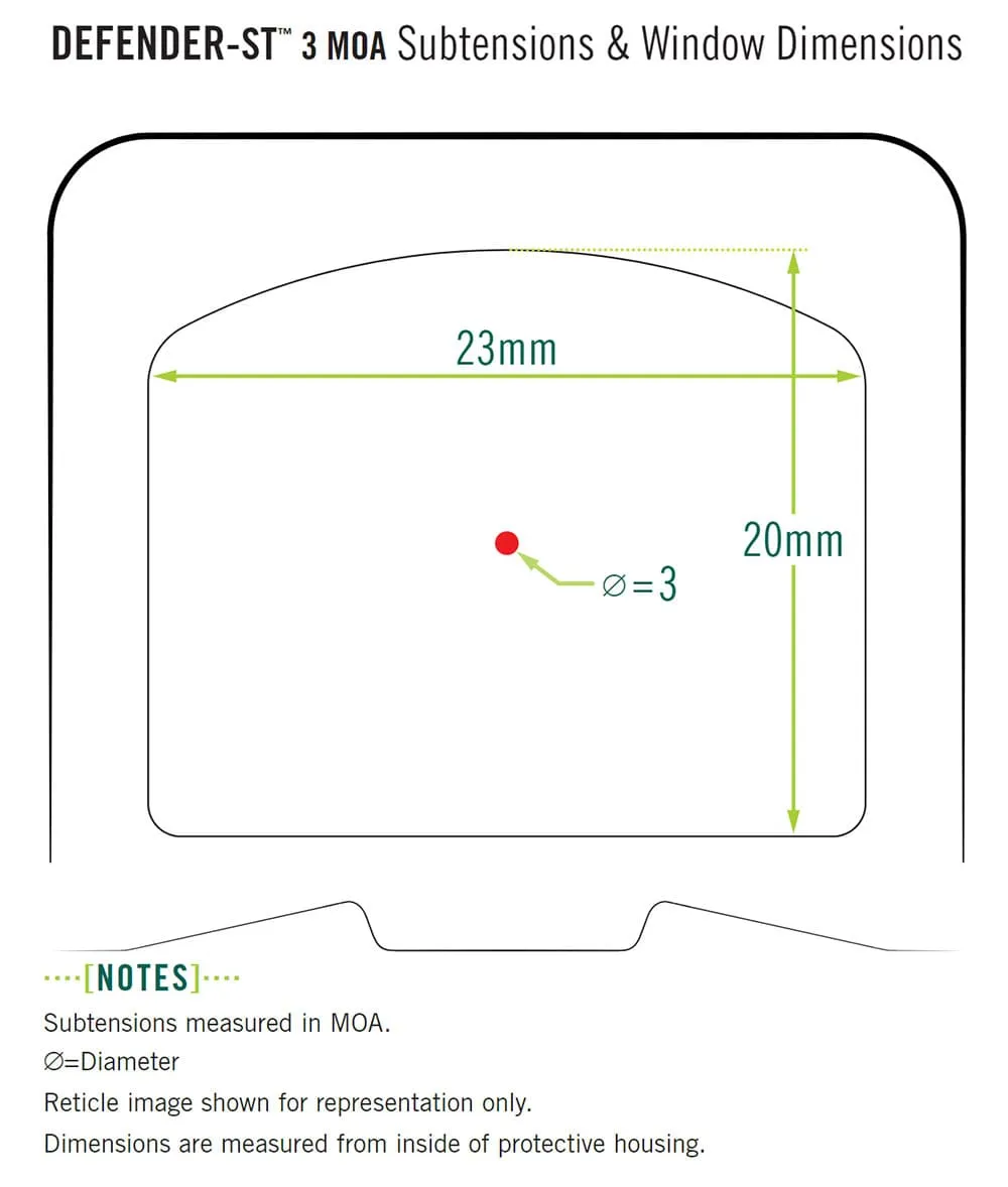 Leuchtpunktvisier Vortex Defender ST Micro Red Dot mit MRDS 3 MOA Rotpunkt Details