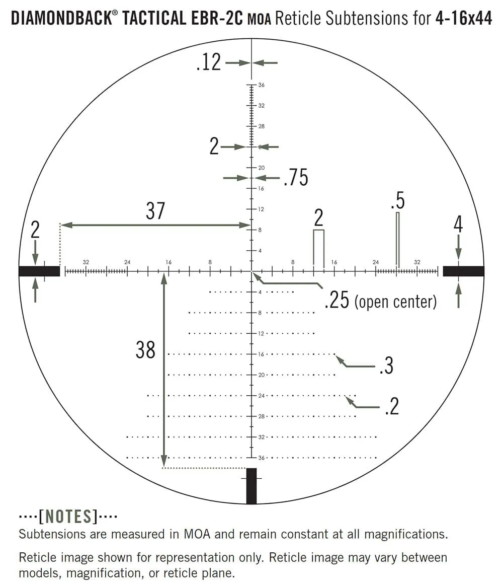 Absehen Vortex Diamondback Tactical 4-16x44 EBR-2C FFP MOA